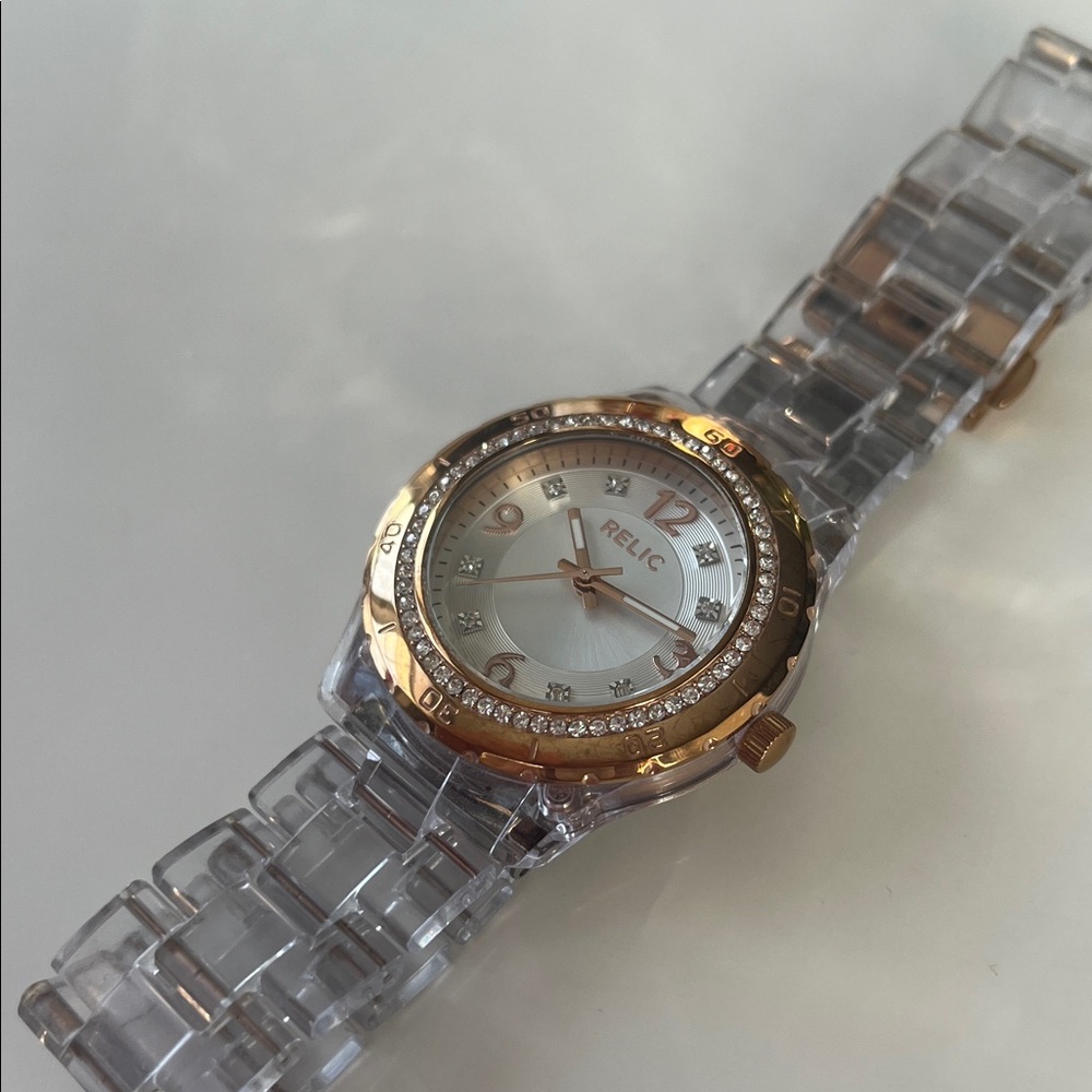 Relic Women’s Two-Tone Watch w/ Crystal Accents Model zr1191, Needs New Battery